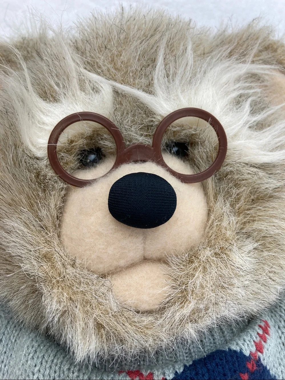 VTG 1985 Heartline Grandpa Bear Plush Stuffed Animal Toy 18” Balding